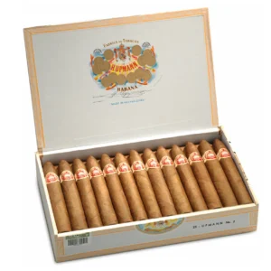 H. Upmann No. 2 cigar on wooden humidor tray